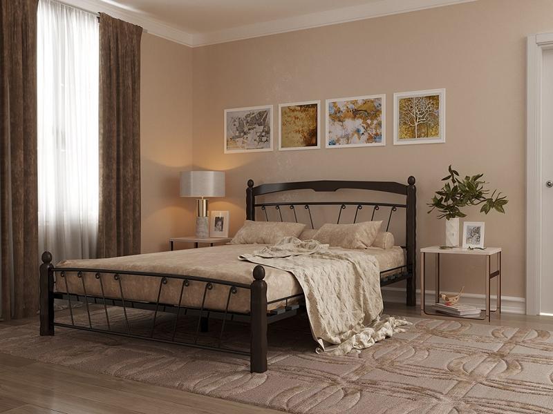 Купить кровать в Астрахани, кровать кованная МУЗА 1 Черный-Шоколад | Мебельный салон Галеон